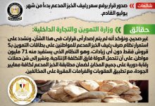 Photo of الحكومة تنفى رفع سعر رغيف الخبز المدعم بدءا من شهر يوليو المقبل